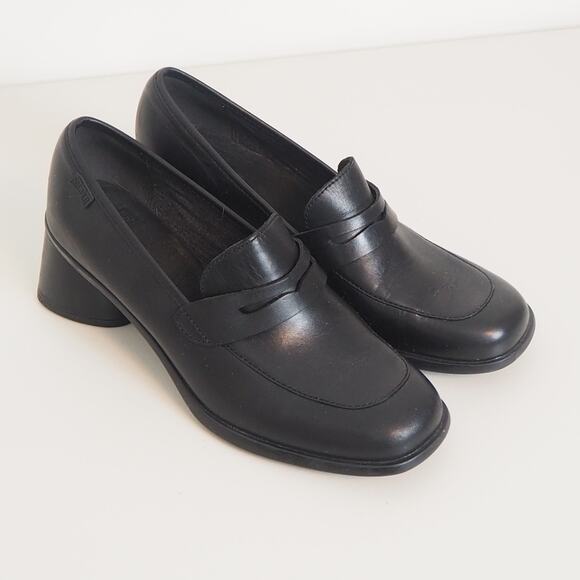 Camper Shoes - Camper Kiara Black Penny Leather Loafers Chunky Heel Women's EU 40 US 9
